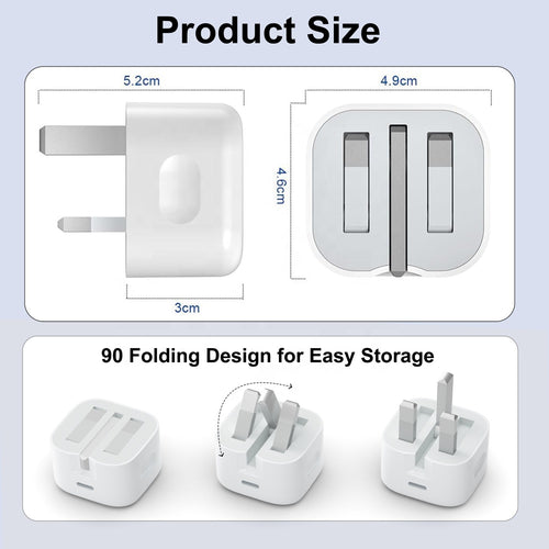 20W USB-C Fast Charger Adapter (PD) – UK/EU Plug